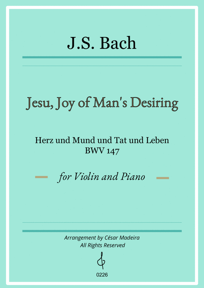 Jesu, Joy of Man's Desiring - Violin and Piano (Full Score and Parts) image number null