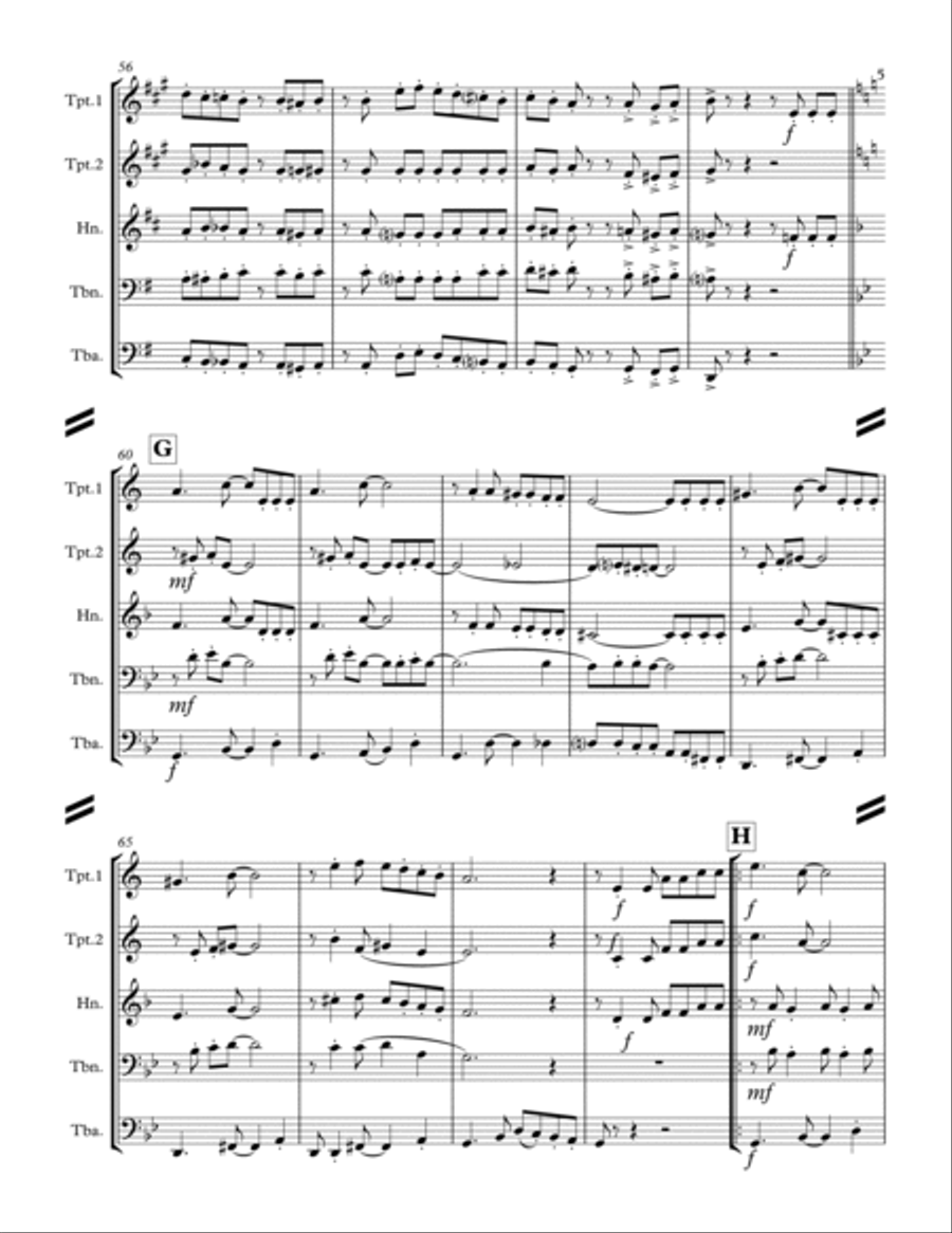 La Cucaracha (for Brass Quintet) Brass Quintet scores gallery preview page 6