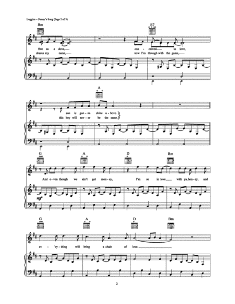 Danny's Song Piano, Vocal, Guitar scores gallery preview page 2