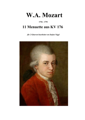 Book cover for 11 Menuets from KV 176 for Guitar Duet
