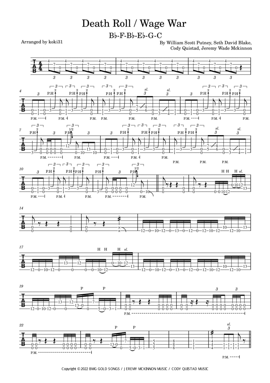 Death Roll Guitar Tablature scores gallery preview page 1