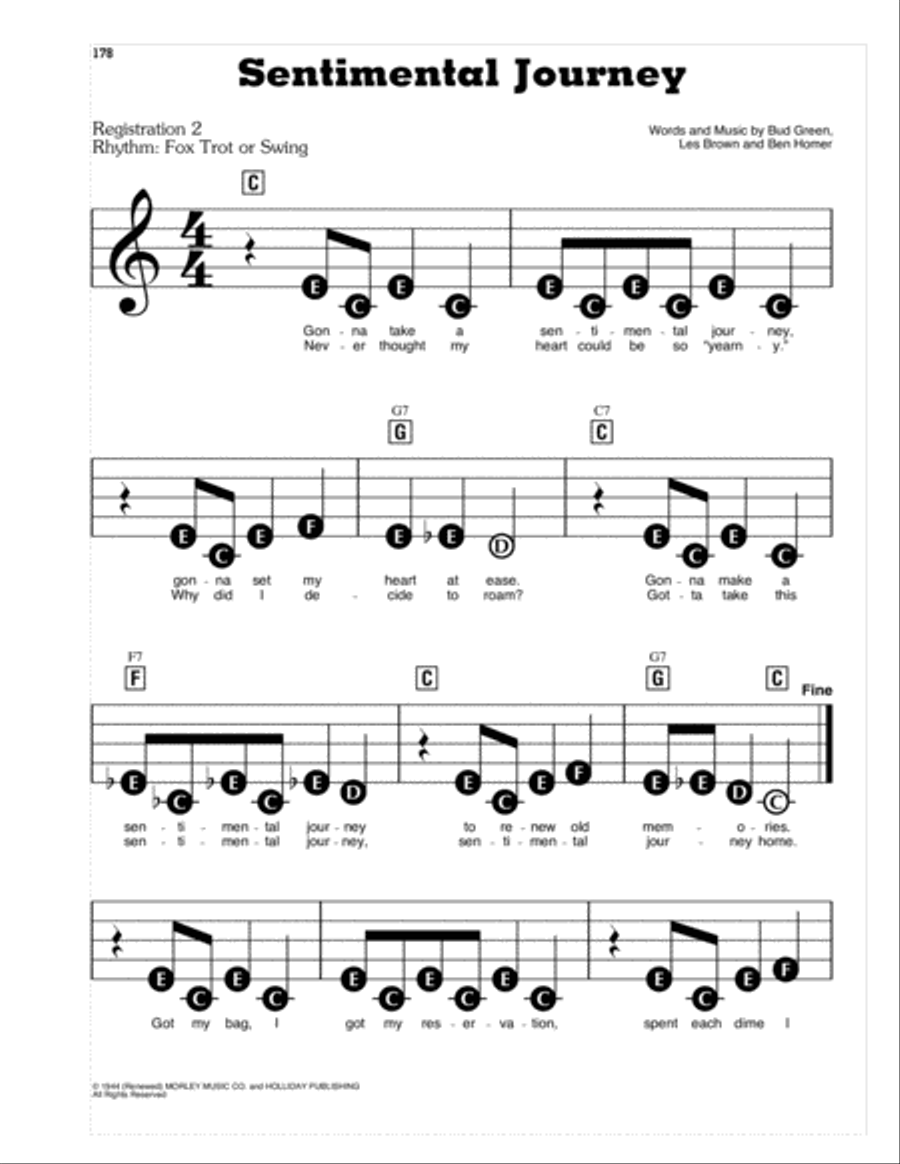 Sentimental Journey Electronic Keyboard scores gallery preview page 1