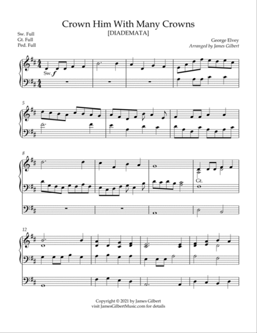 Crown Him With Many Crowns Organ Solo scores gallery preview page 2