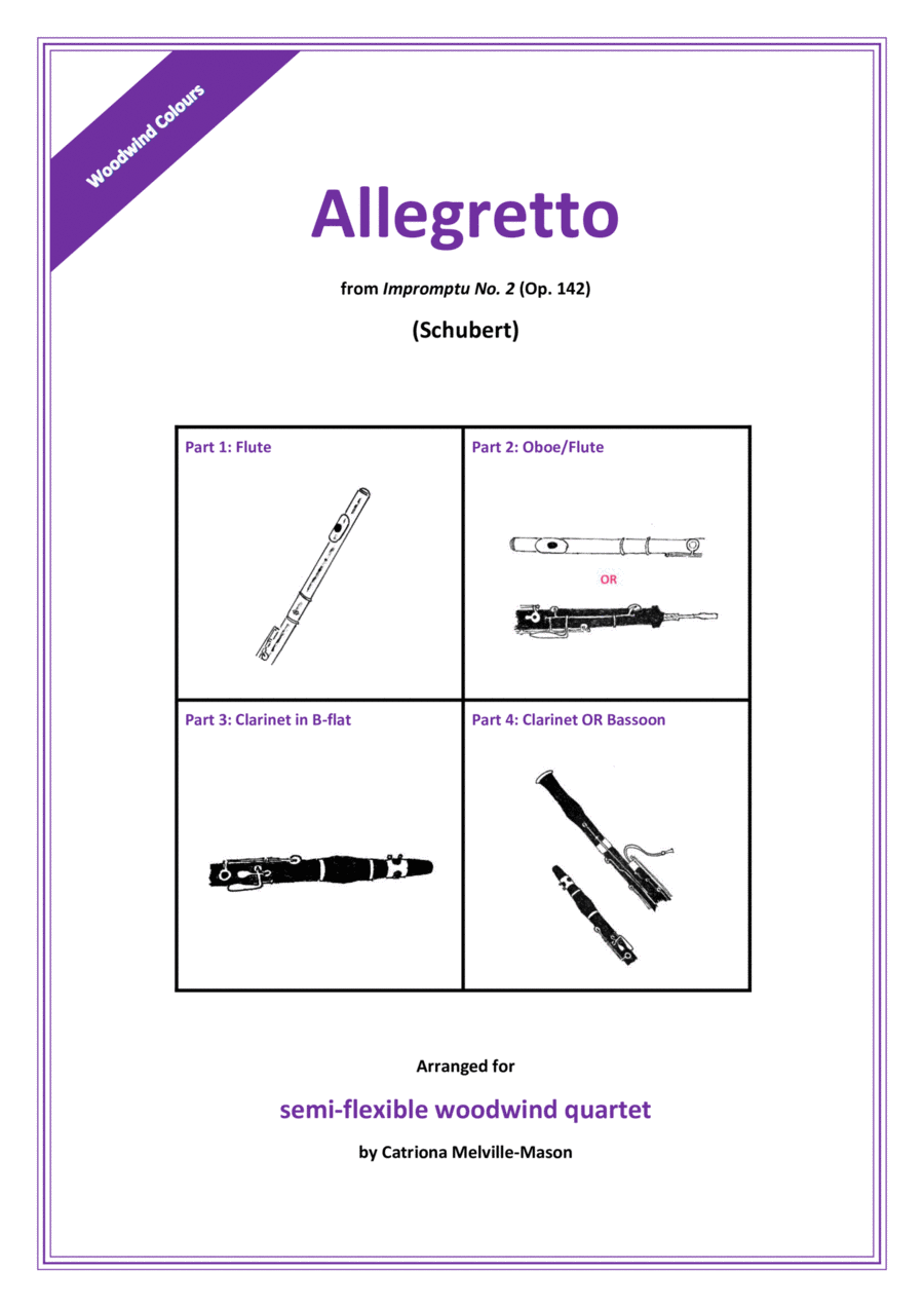 Allegretto from Impromptu No. 2 (Op. 142) - semi-flexible Woodwind Quartet scores gallery preview page 1