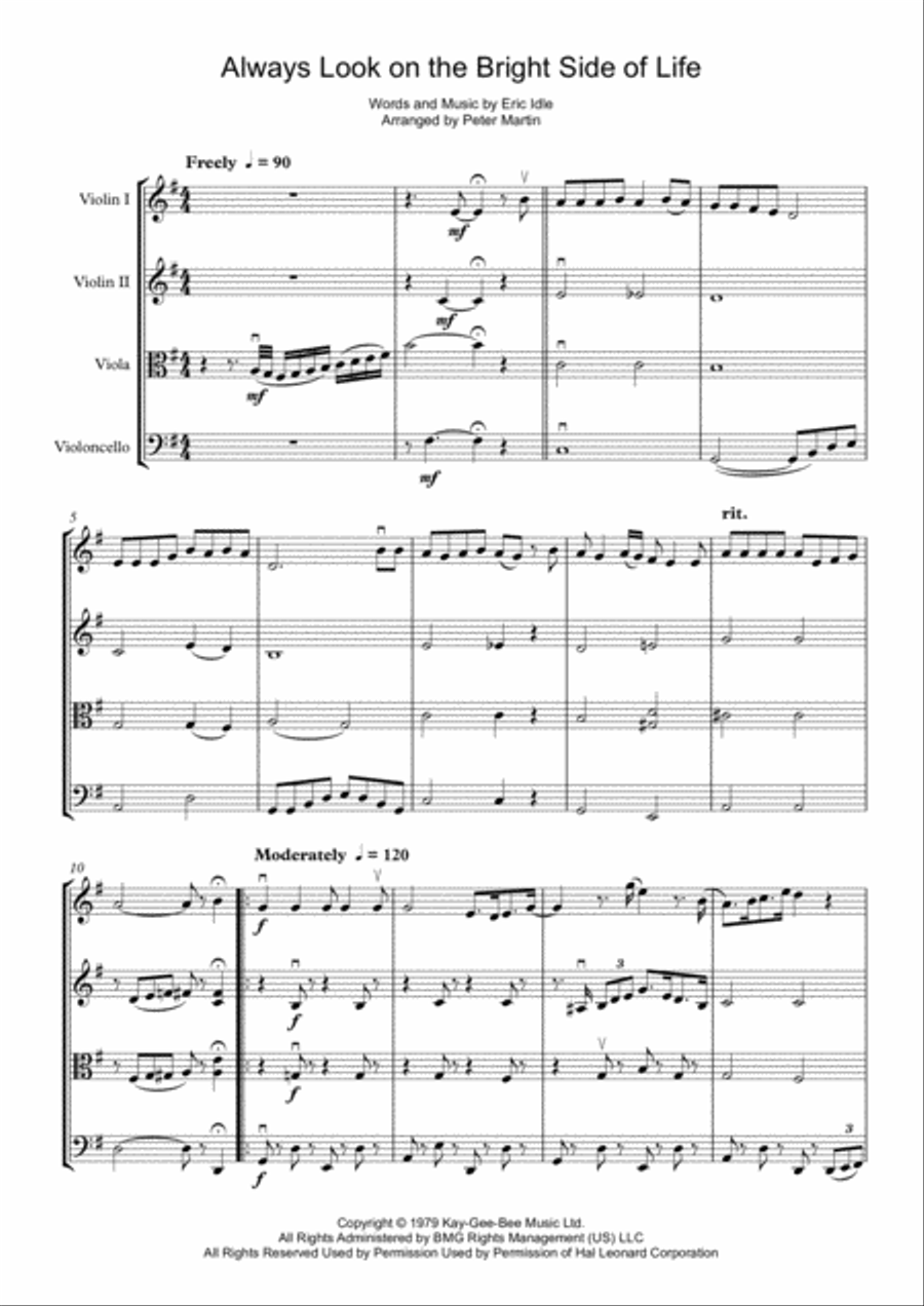 Always Look On The Bright Side Of Life String Quartet scores gallery preview page 3
