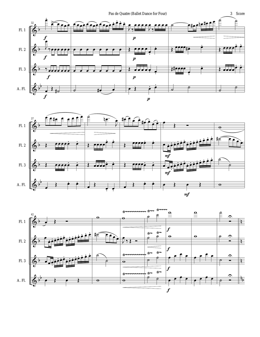Verdi - Ballet Music set for flute quartet (from Jerusalem Act III) Flute Quartet scores gallery preview page 3