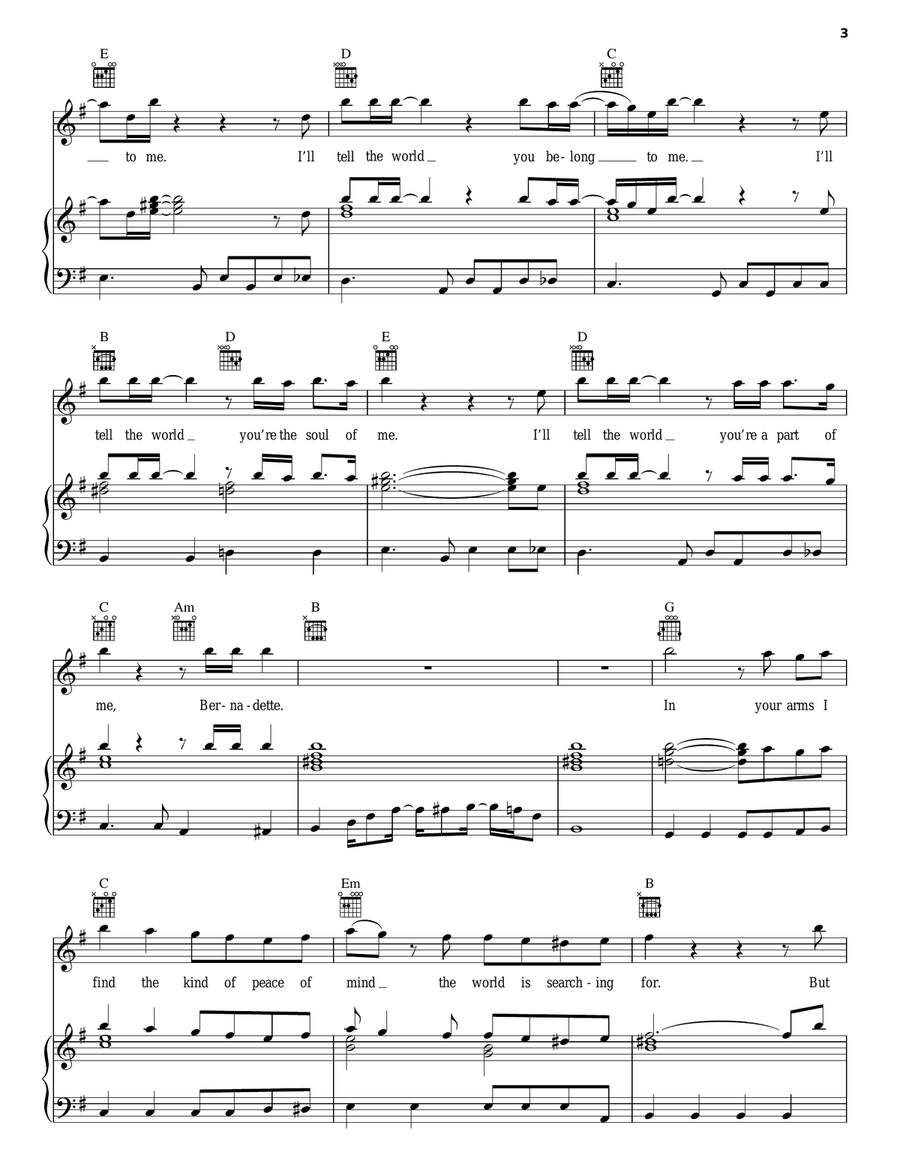 Bernadette Bernadette Piano, Vocal, Guitar scores gallery preview page 3