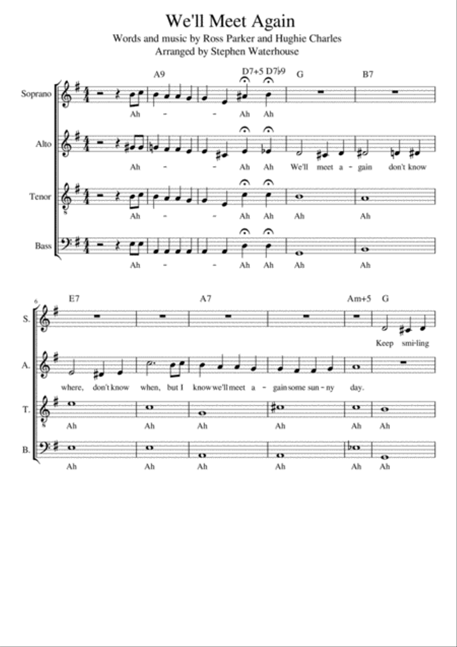 We'll Meet Again We'll Meet Again 4-Part scores gallery preview page 1