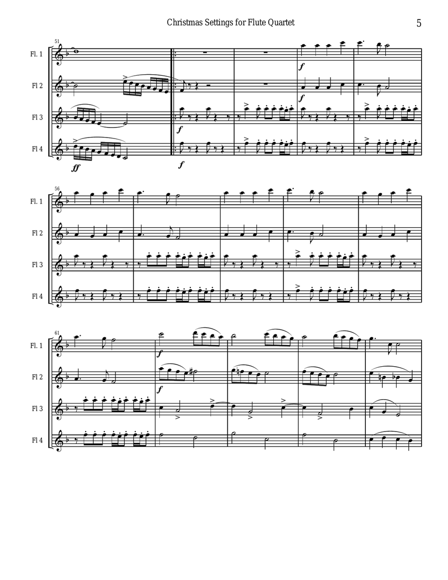 Christmas Settings for Flute Quartet Flute Quartet scores gallery preview page 5