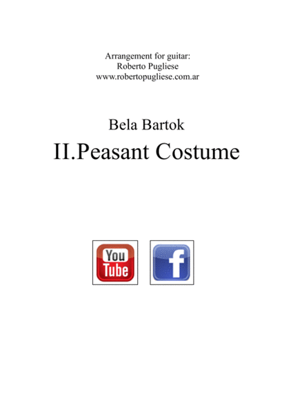 II.Peasant costume, Romanian folk dance No. 2, Sz. 56. For classic guitar. image number null