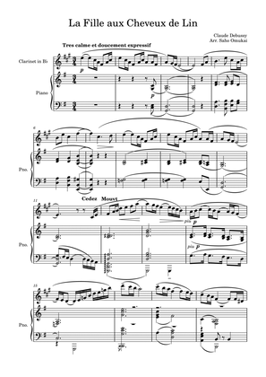 C.Debussy: La Fille aux Cheveux de Lin for clarinet and piano