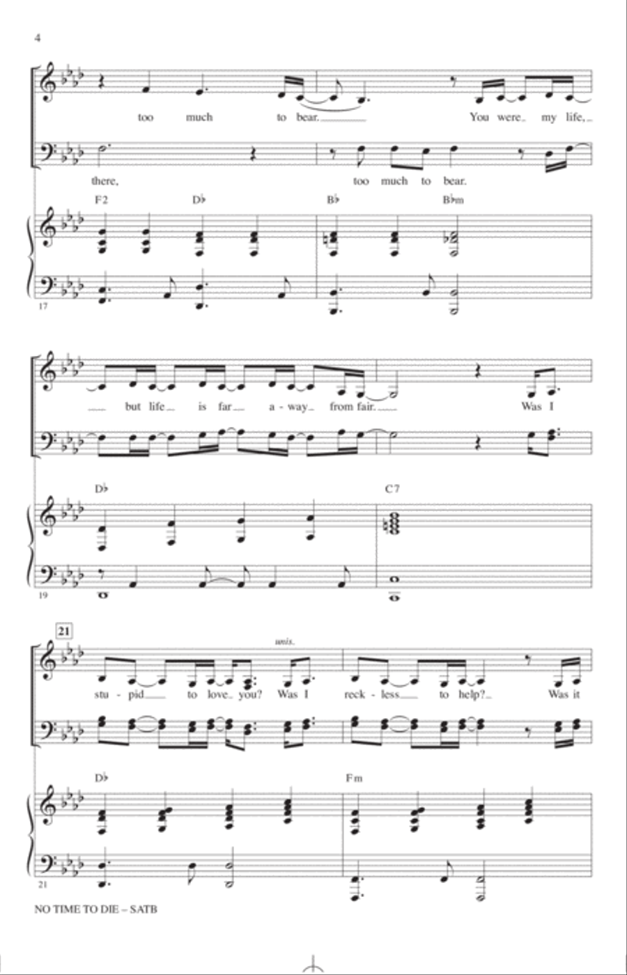 No Time To Die (arr. Mark Brymer) 4-Part scores gallery preview page 3
