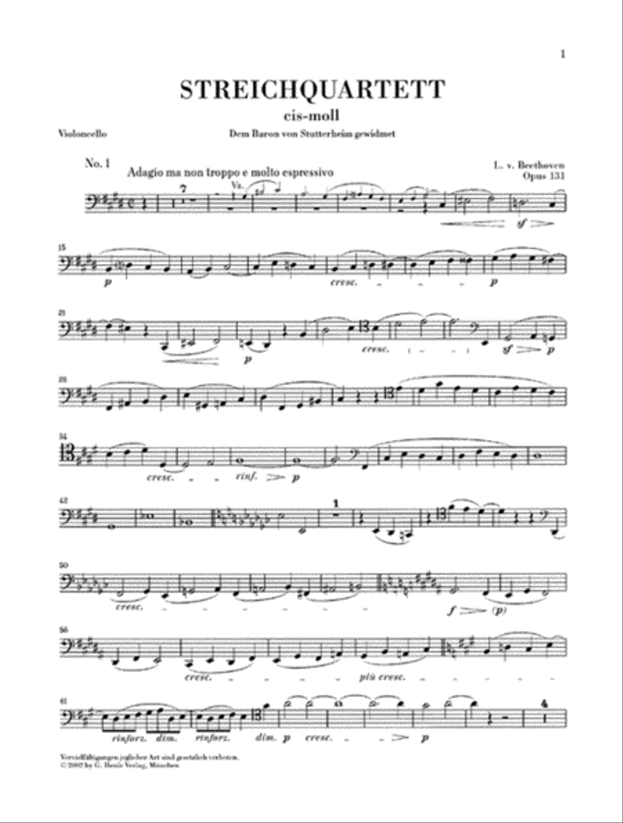String Quartet C Sharp minor Op. 131 String Quartet scores gallery preview page 5