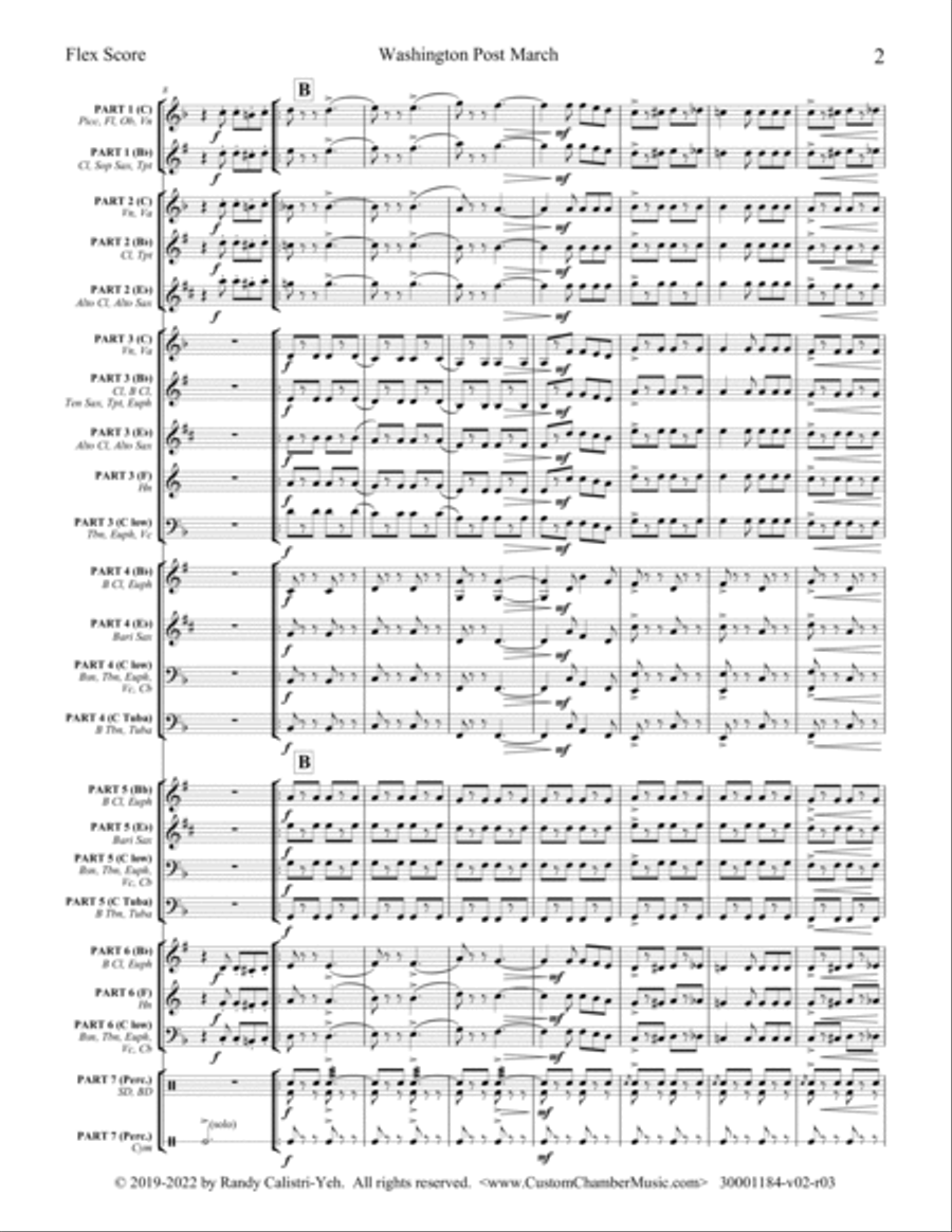Sousa Washington Post March (Flexible Ensemble) Small Ensemble scores gallery preview page 5