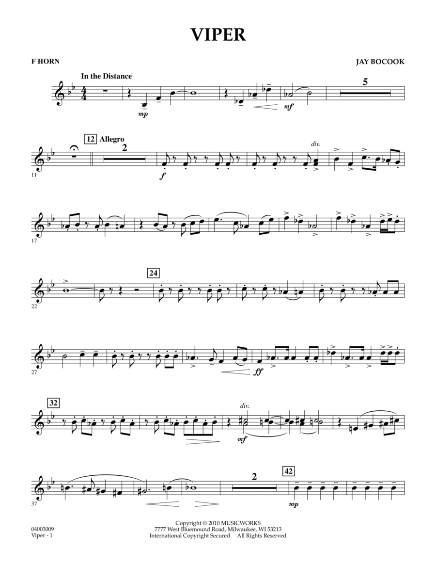 Viper - F Horn Viper - F Horn Concert Band scores gallery preview page 1