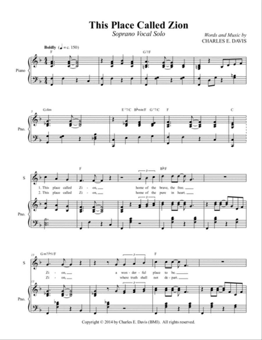 This Place Called Zion - Soprano Solo Piano, Vocal, Guitar scores gallery preview page 3
