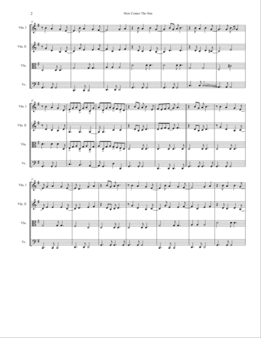 Here Comes The Sun String Quartet scores gallery preview page 2