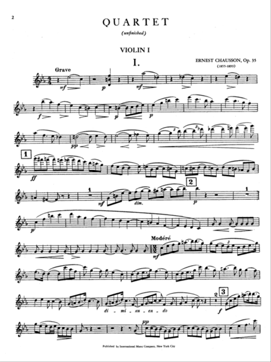Quartet In C Minor, Opus 35 (Unfinished) String Quartet scores gallery preview page 2