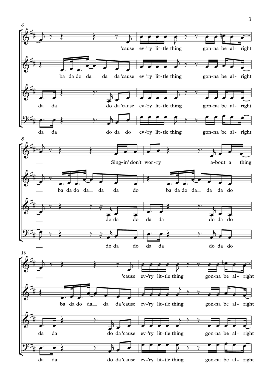 Three Little Birds 4-Part scores gallery preview page 3