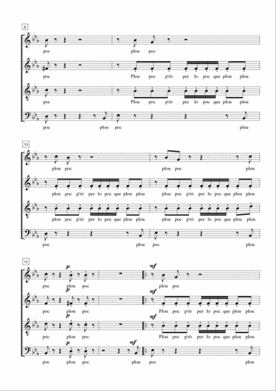 Plou Poc for Mixed Choir (SATB) 4-Part scores gallery preview page 3