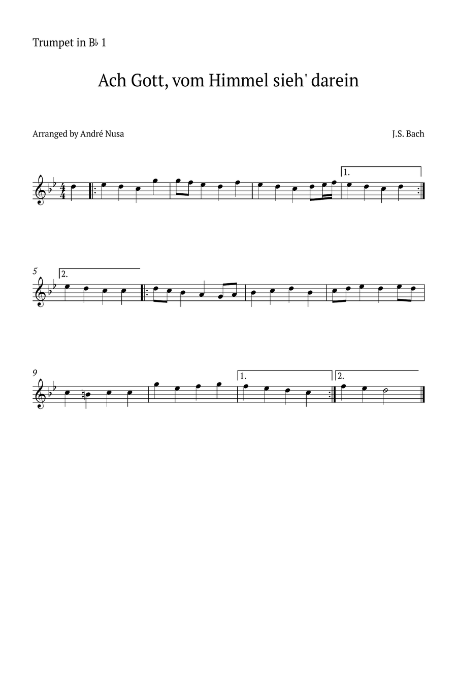 Ach Gott, vom Himmel sieh' darein Trumpet Trio scores gallery preview page 2