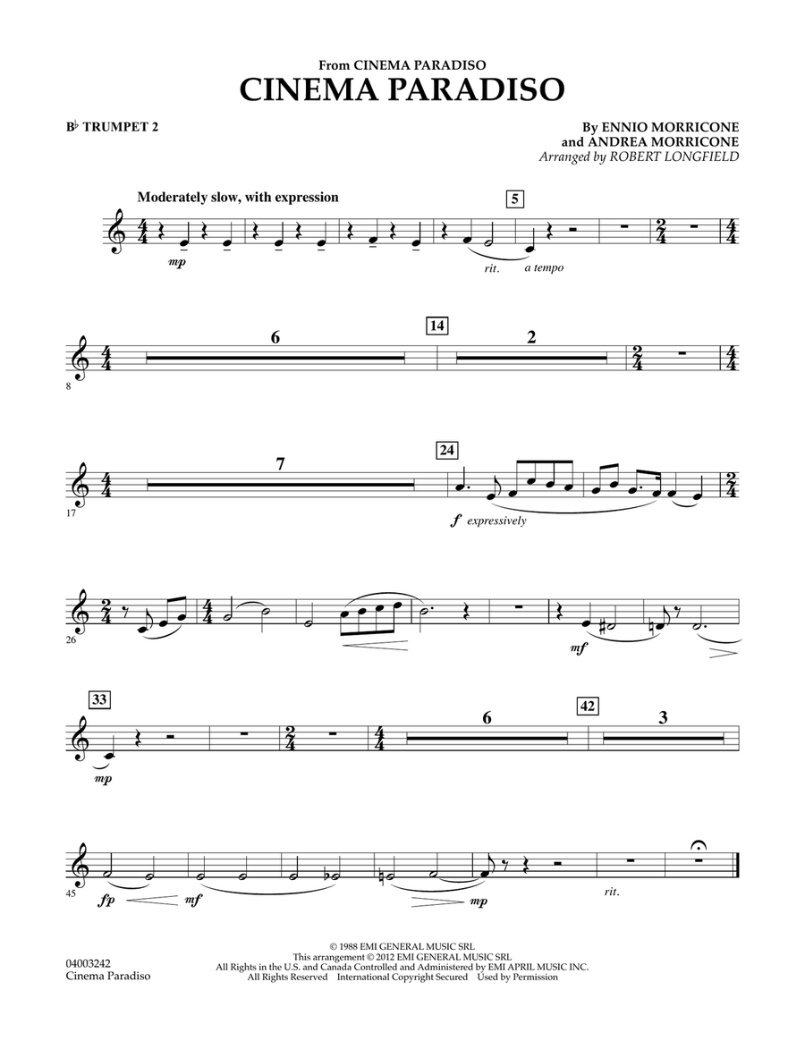 Cinema Paradiso (Flexible Solo with Band) - Bb Trumpet 2 Concert Band scores gallery preview page 1