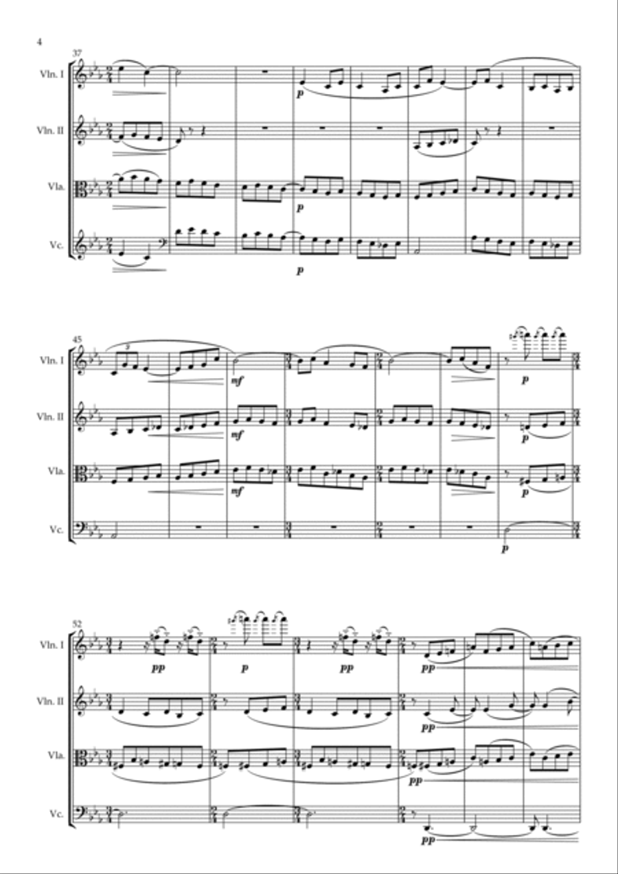 Ma Mère l’Oye Suite arranged for String Quartet String Quartet scores gallery preview page 6