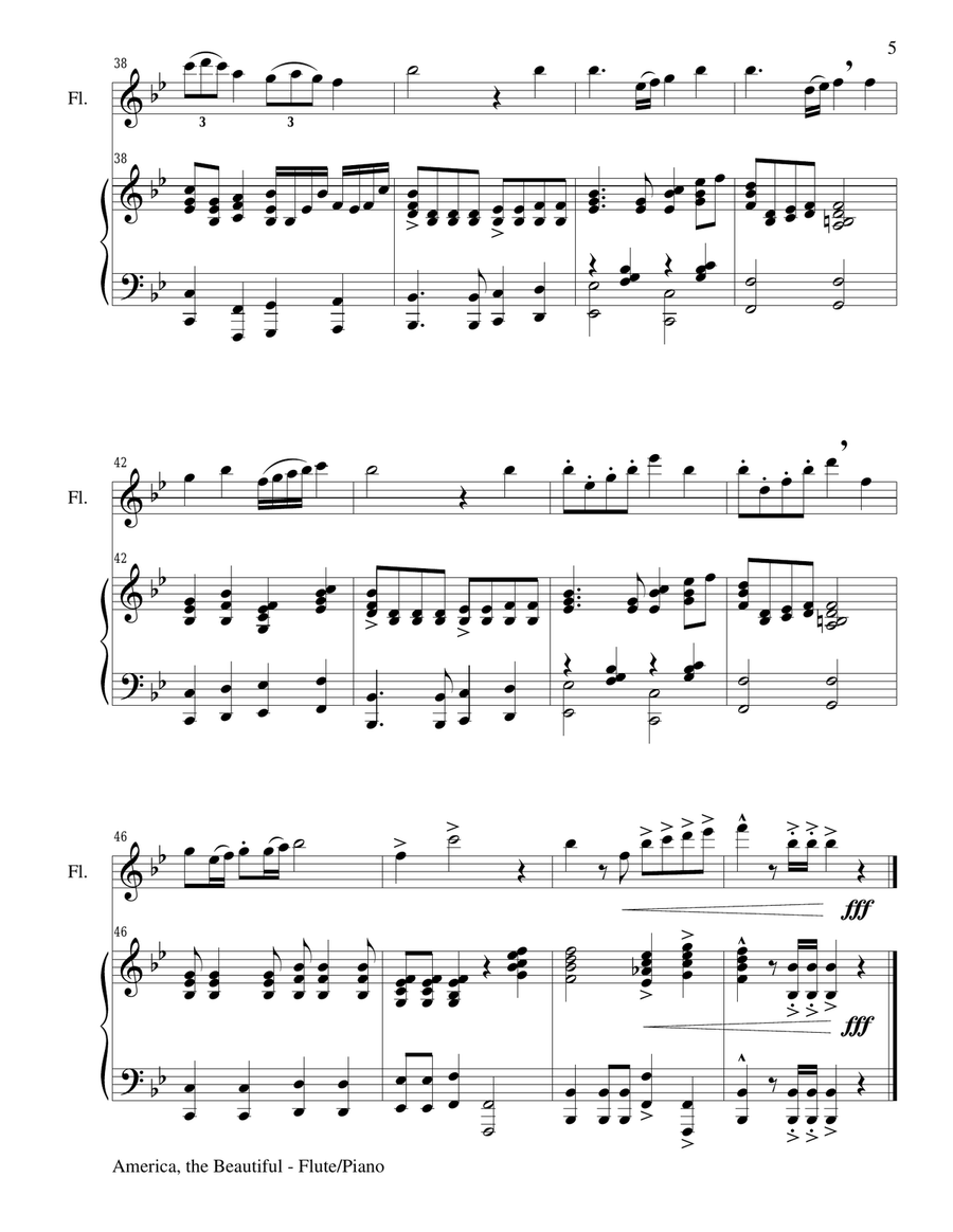 CELEBRATE AMERICA (A suite of 3 great patriotic songs for Flute & Piano with Score/Parts) CELEBRATE AMERICA (A suite of 3 great patriotic songs for Flute & Piano with Score/Parts) Flute Solo scores gallery preview page 6