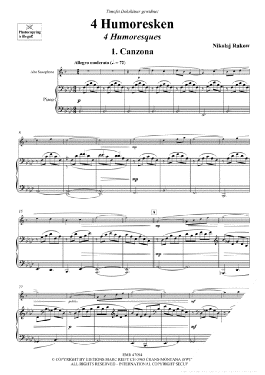 4 Humoresken Alto Saxophone scores gallery preview page 3