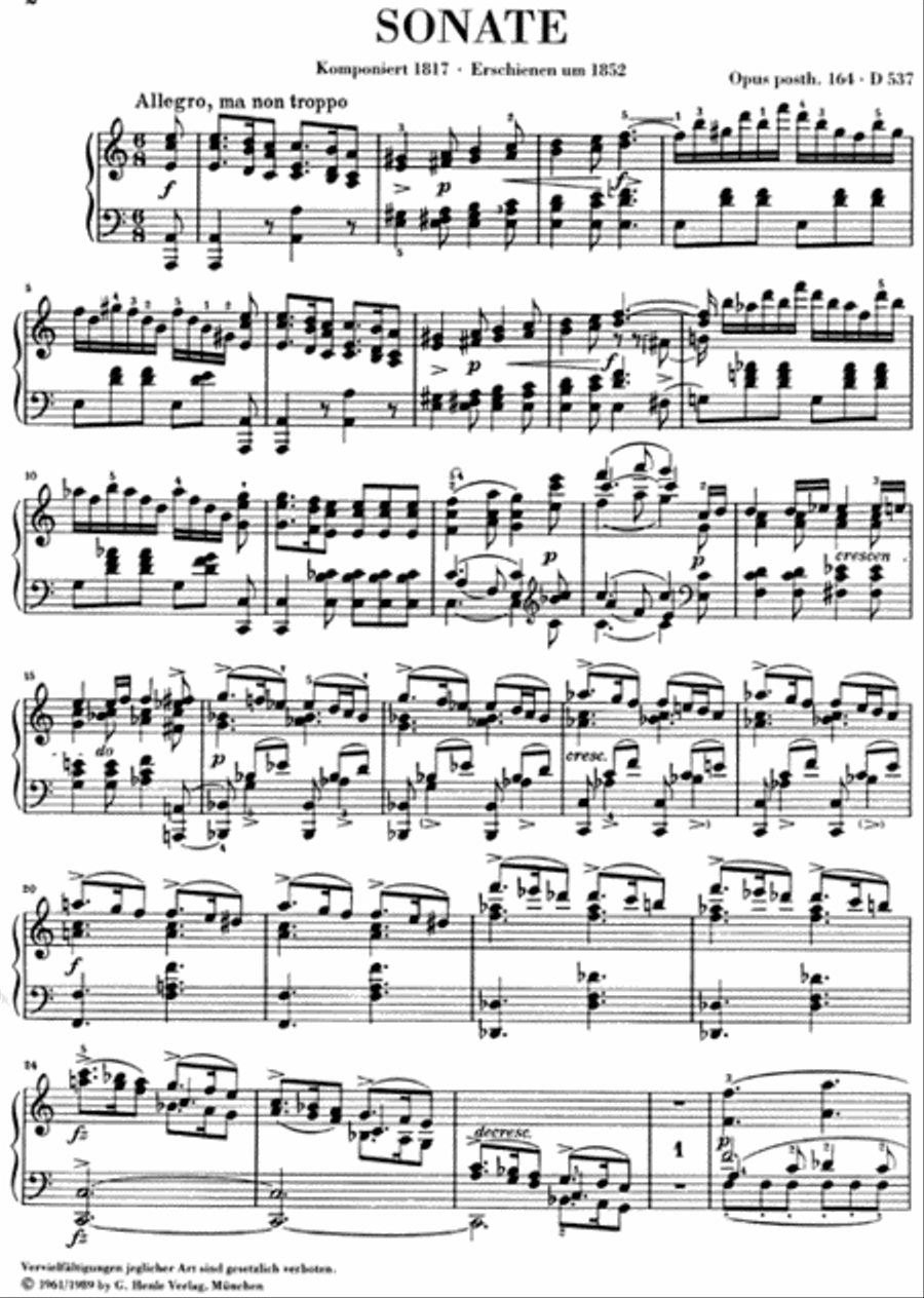 Piano Sonata A Minor Op. Posth. 164 D 537 Piano Solo scores gallery preview page 2