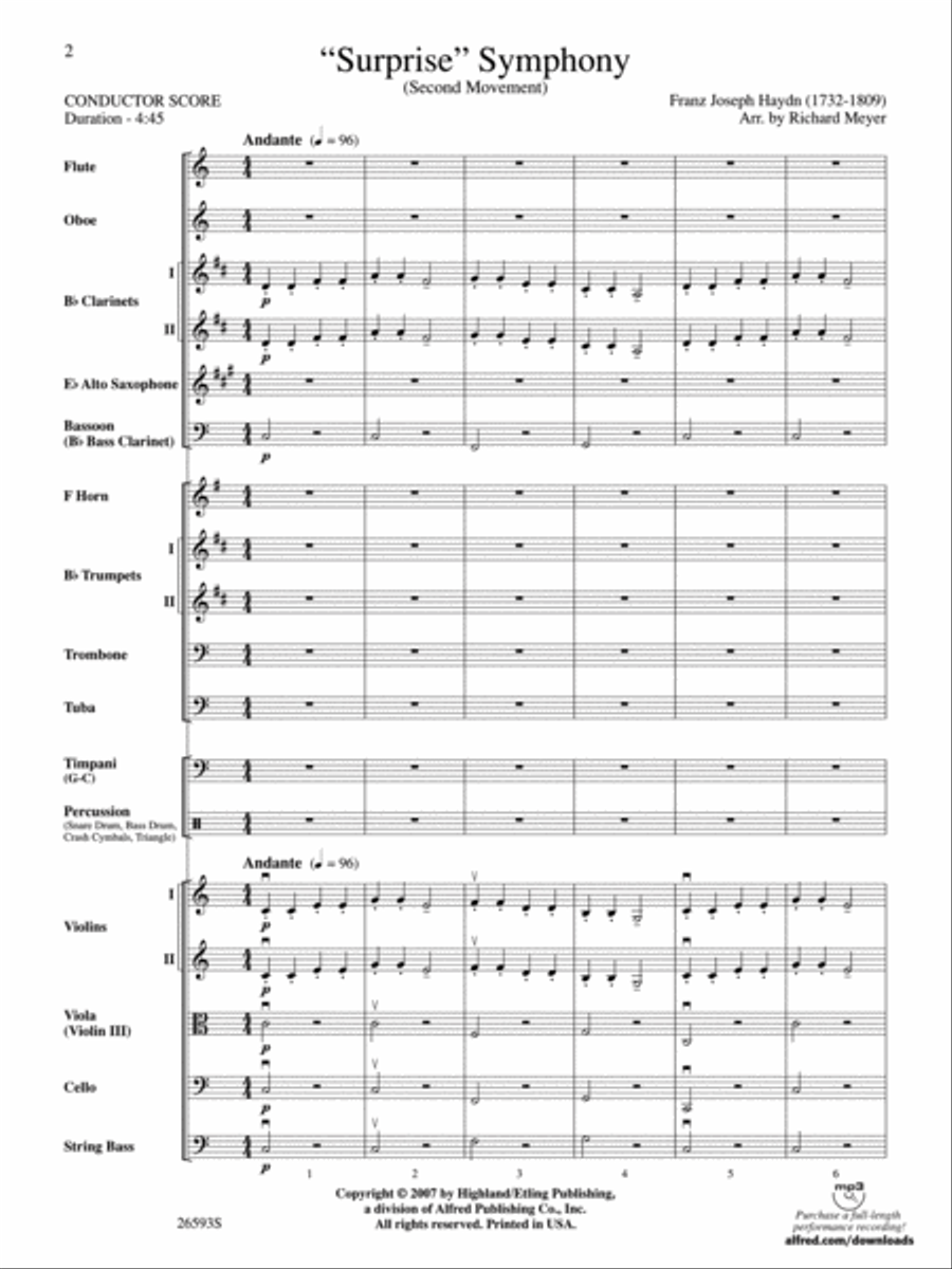 Surprise Symphony Full Orchestra scores gallery preview page 2