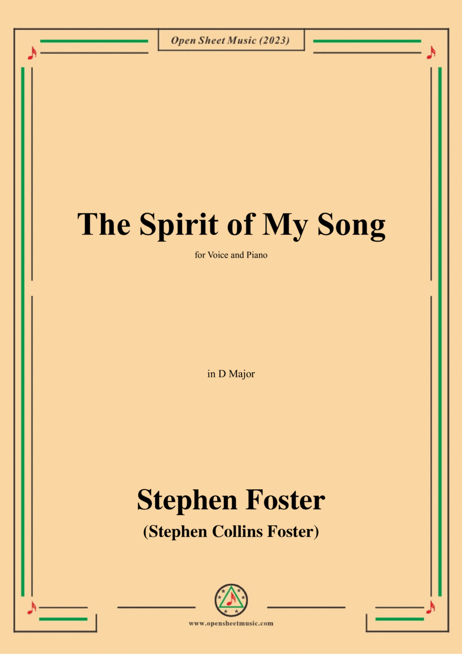 S. Foster-The Spirit of My Song,in D Major Voice scores gallery preview page 1