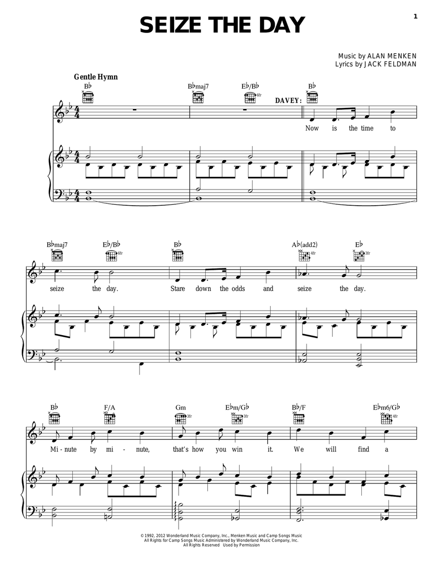 Seize The Day (from Newsies The Musical) Guitar scores gallery preview page 1