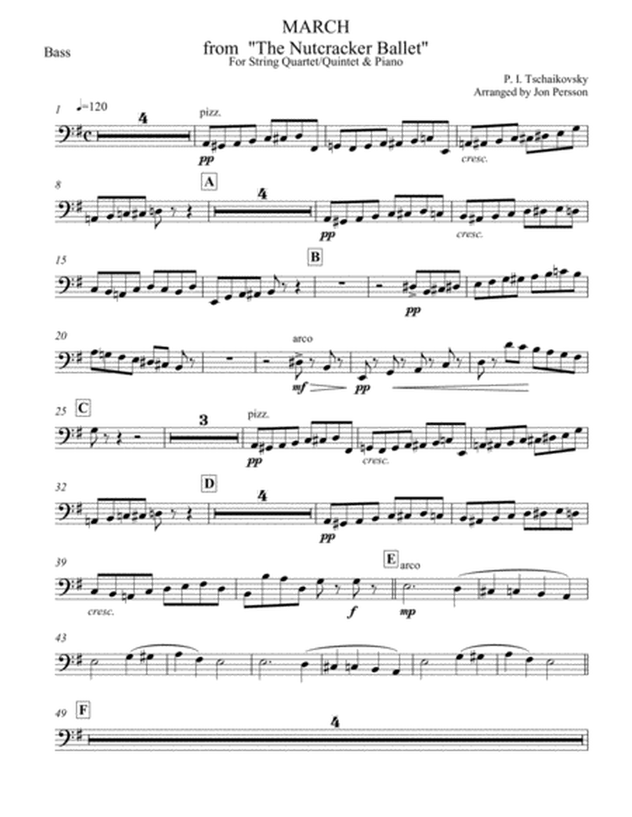 Nutcracker Ballet - March for Strings and Piano - Double Bass Part image number null