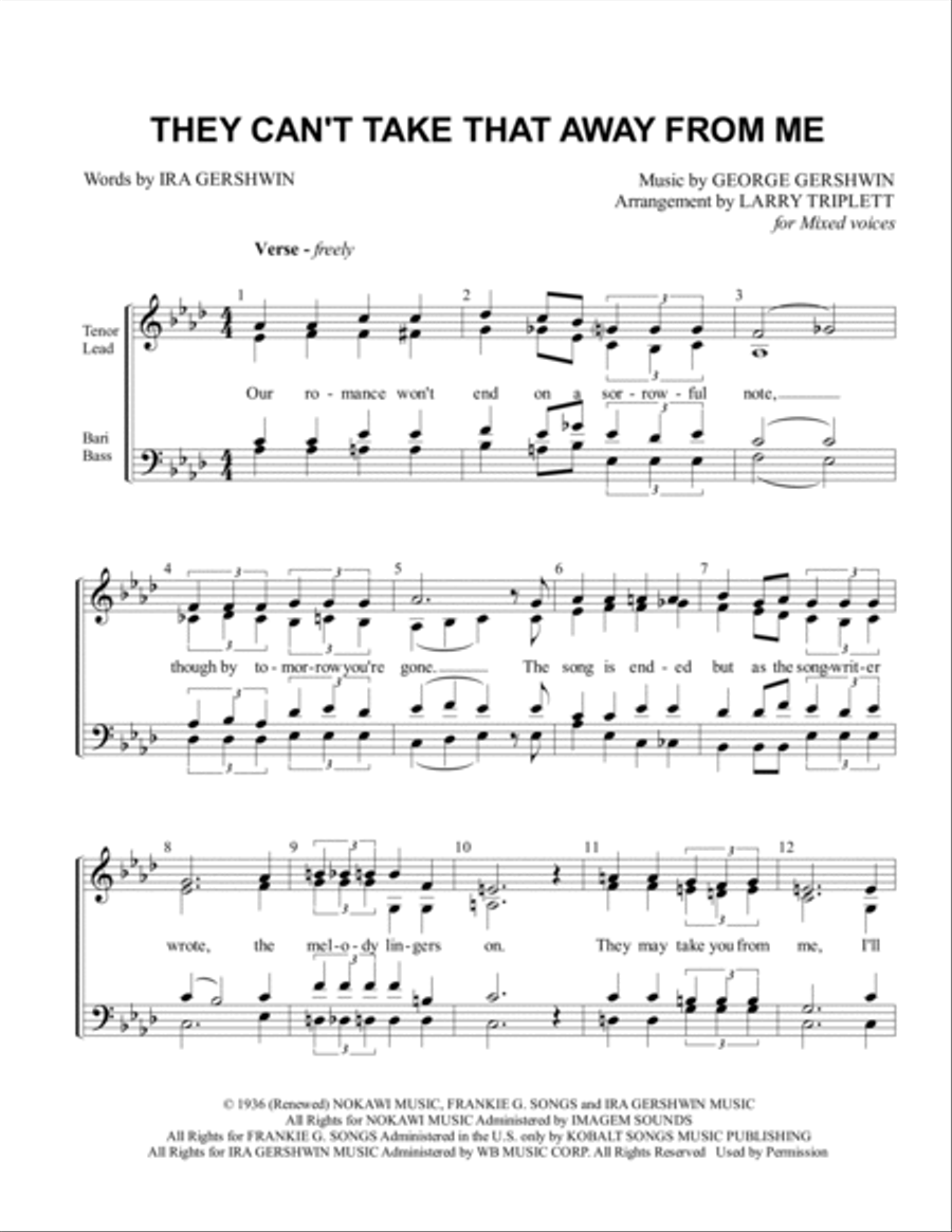 They Can't Take That Away From Me 4-Part scores gallery preview page 1