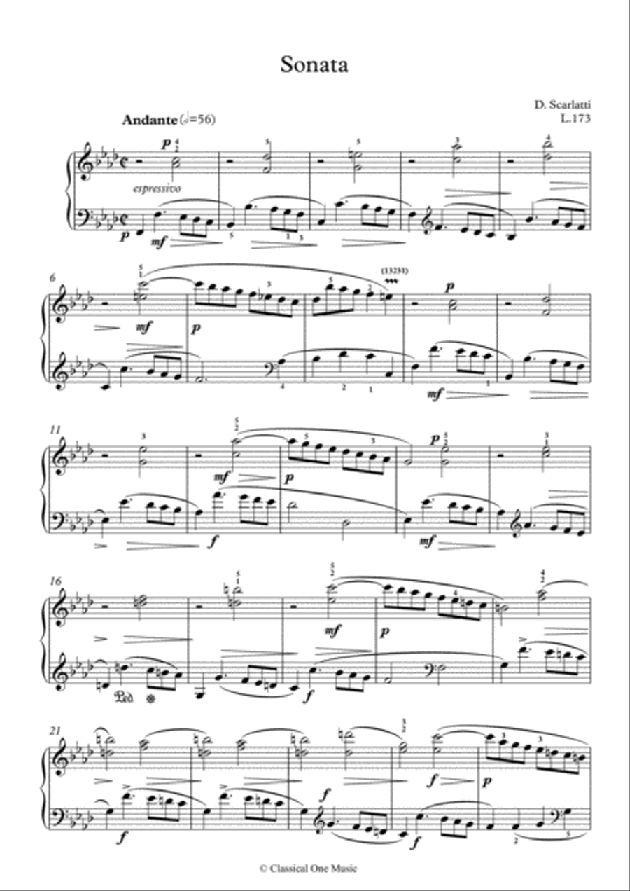 Scarlatti-Sonata in f-minor L.173 K.185(piano) Piano Solo scores gallery preview page 2
