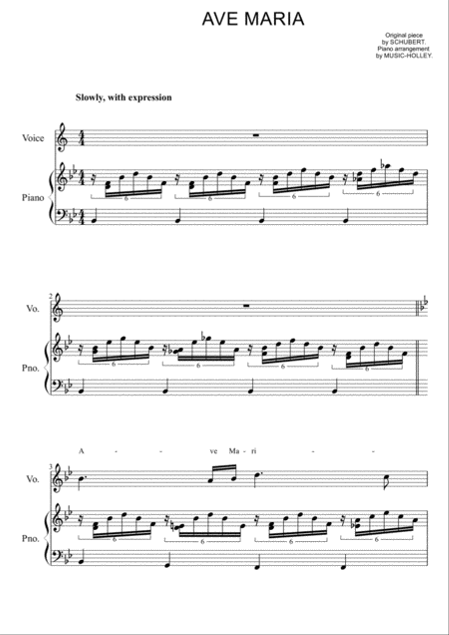 Schubert - Ave Maria (easy piano sheet) Schubert - Ave Maria (easy piano sheet) Piano, Vocal, Guitar scores gallery preview page 1
