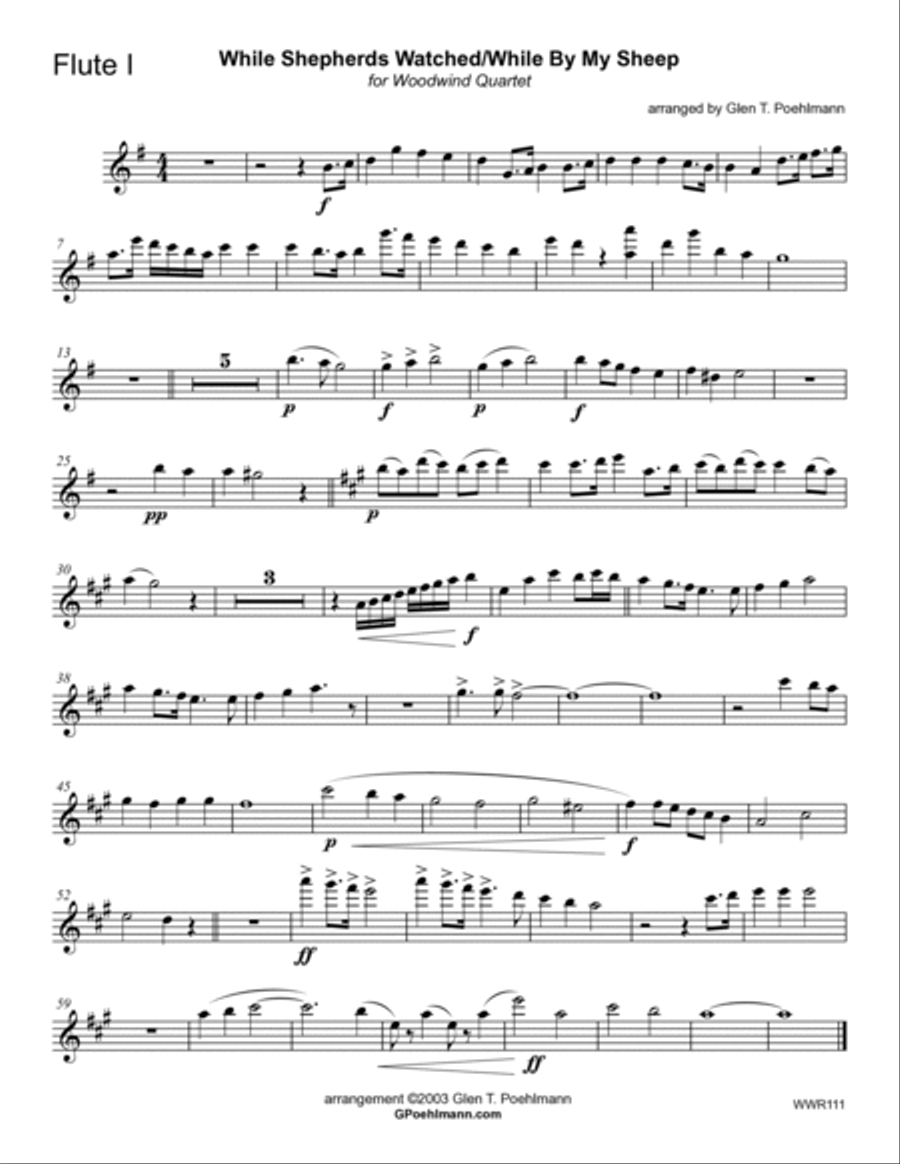 WHILE SHEPHERDS WATCHED THEIR FLOCKS with HOW GREAT OUR JOY - Woodwind Quartet with optional Piano Woodwind Quartet scores gallery preview page 4