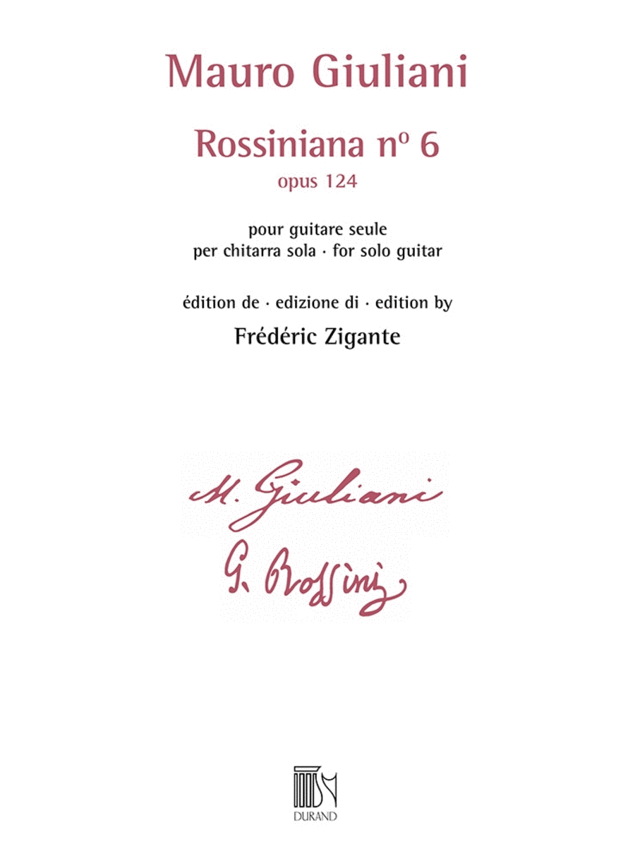 Rossiniana No. 6, Op. 124 edited by Frederic Zigante Acoustic Guitar scores gallery preview page 1