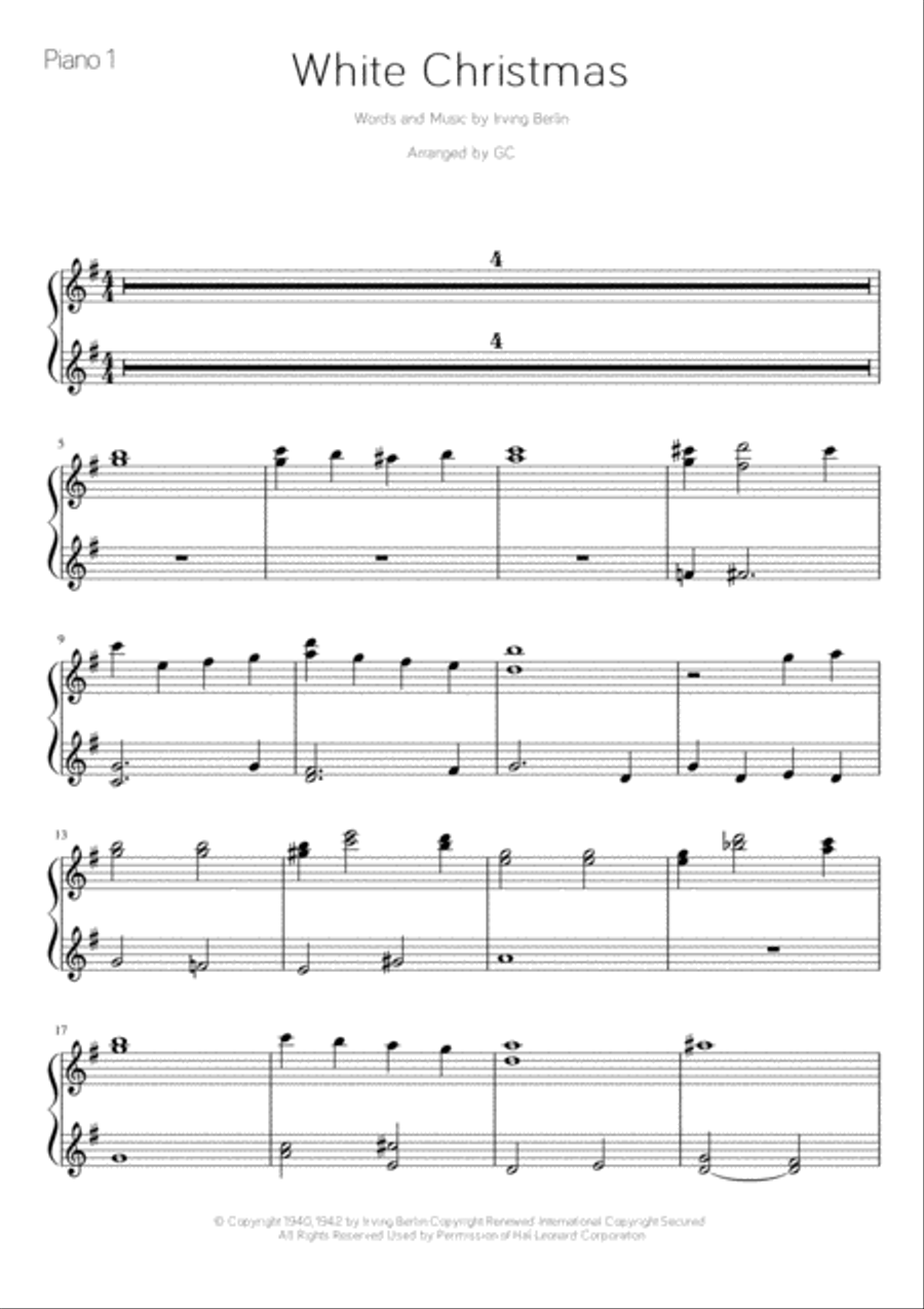 White Christmas White Christmas Easy Piano scores gallery preview page 4