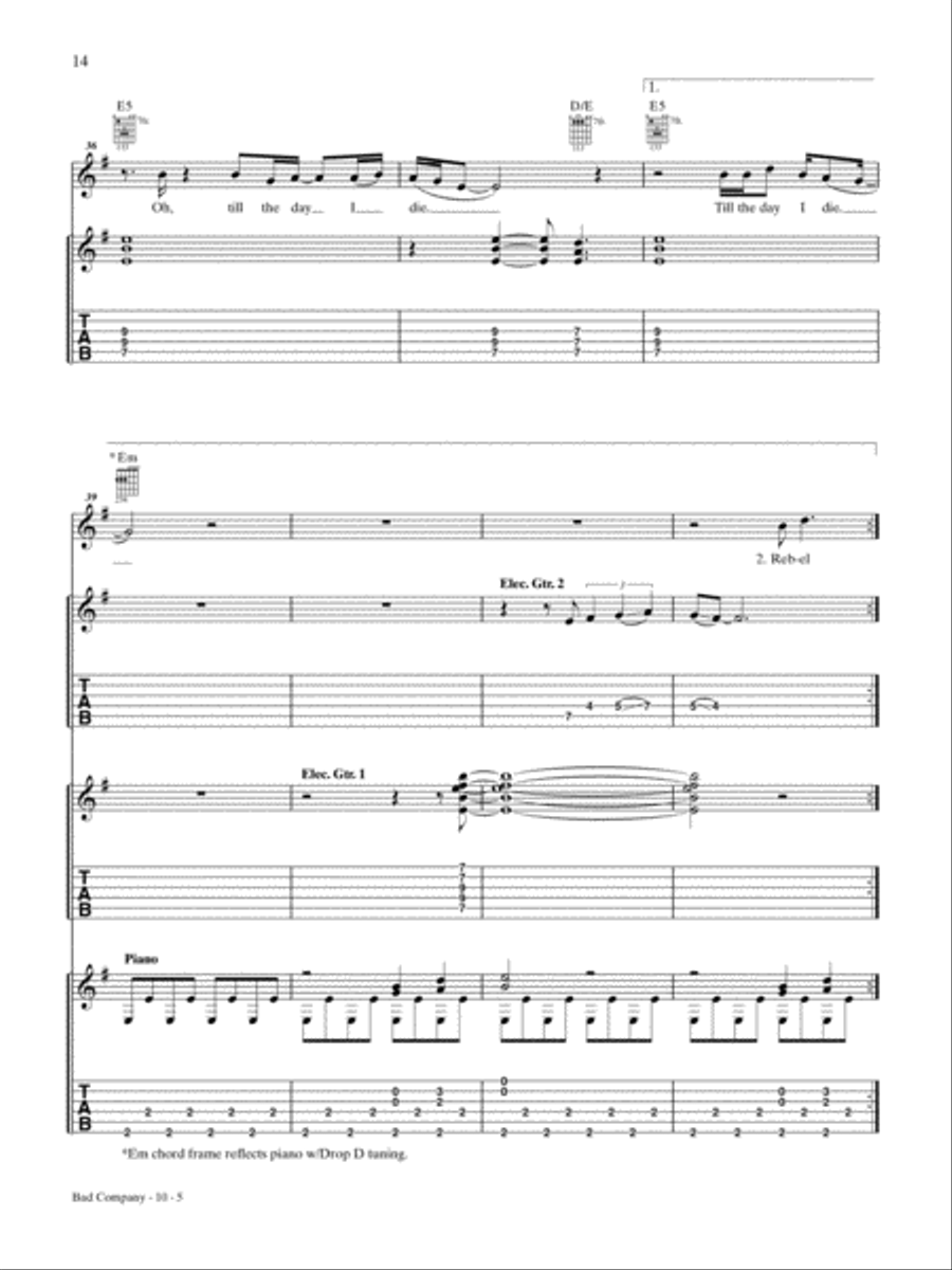 Bad Company Guitar Tablature scores gallery preview page 5
