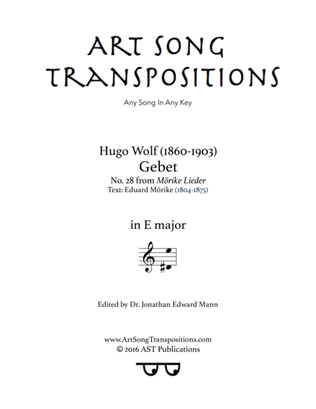 WOLF: Gebet (transposed to E major)