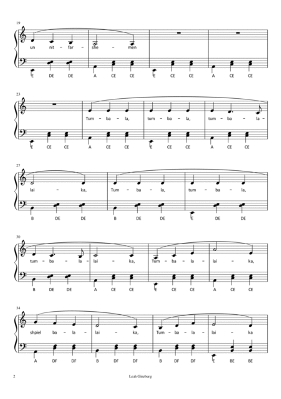 Tumbalalaika Piano, Vocal, Guitar scores gallery preview page 2