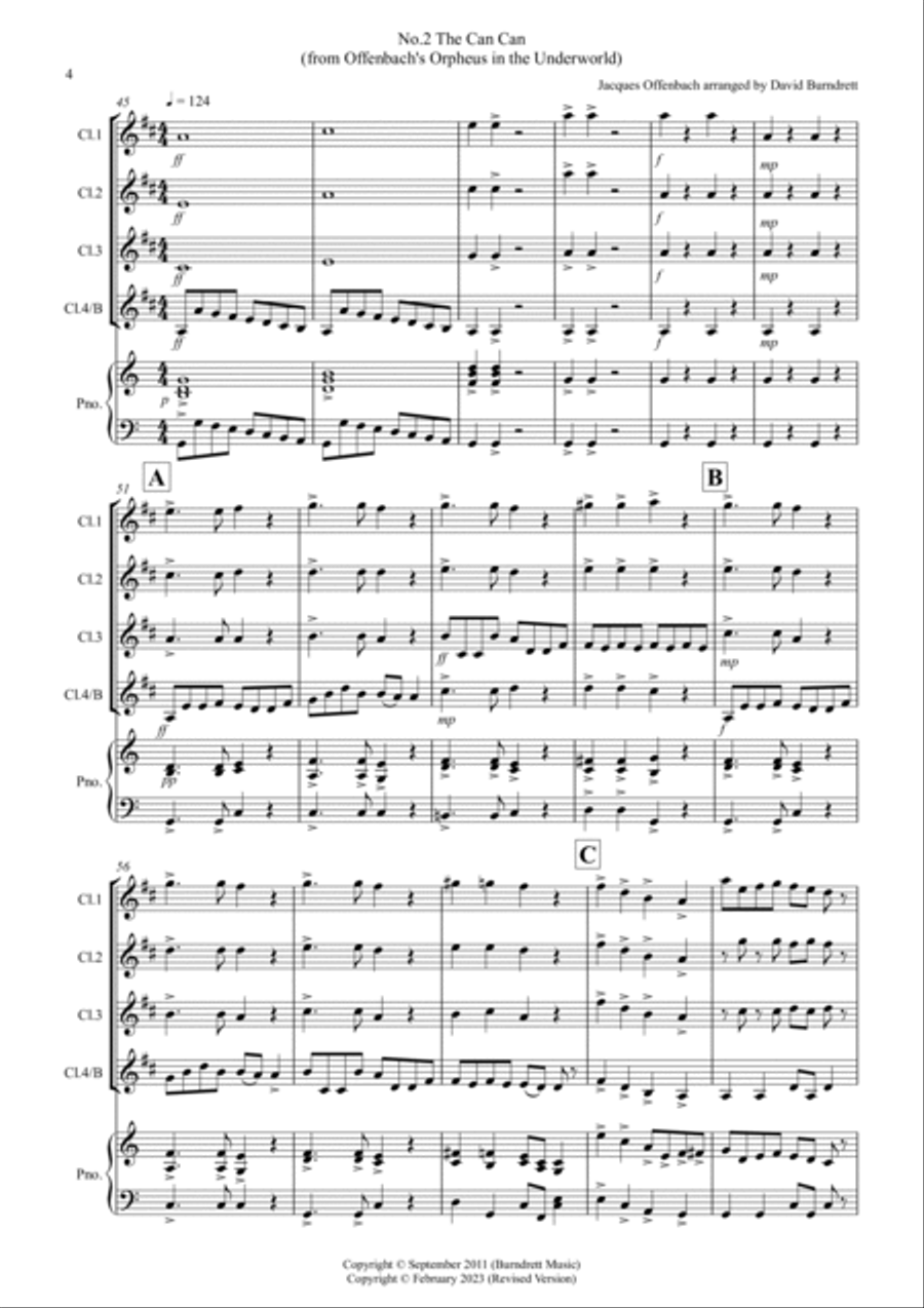 2 Classical Favourites for Clarinet Quartet (volume two) Clarinet Quartet scores gallery preview page 4