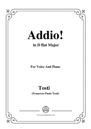 Book cover for Tosti-Addio! In D flat Major,for Voice and Piano