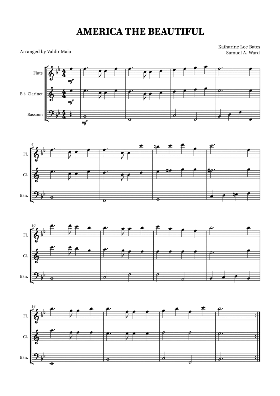 America The Beautiful - Woodwind Trio Woodwind Trio scores gallery preview page 1