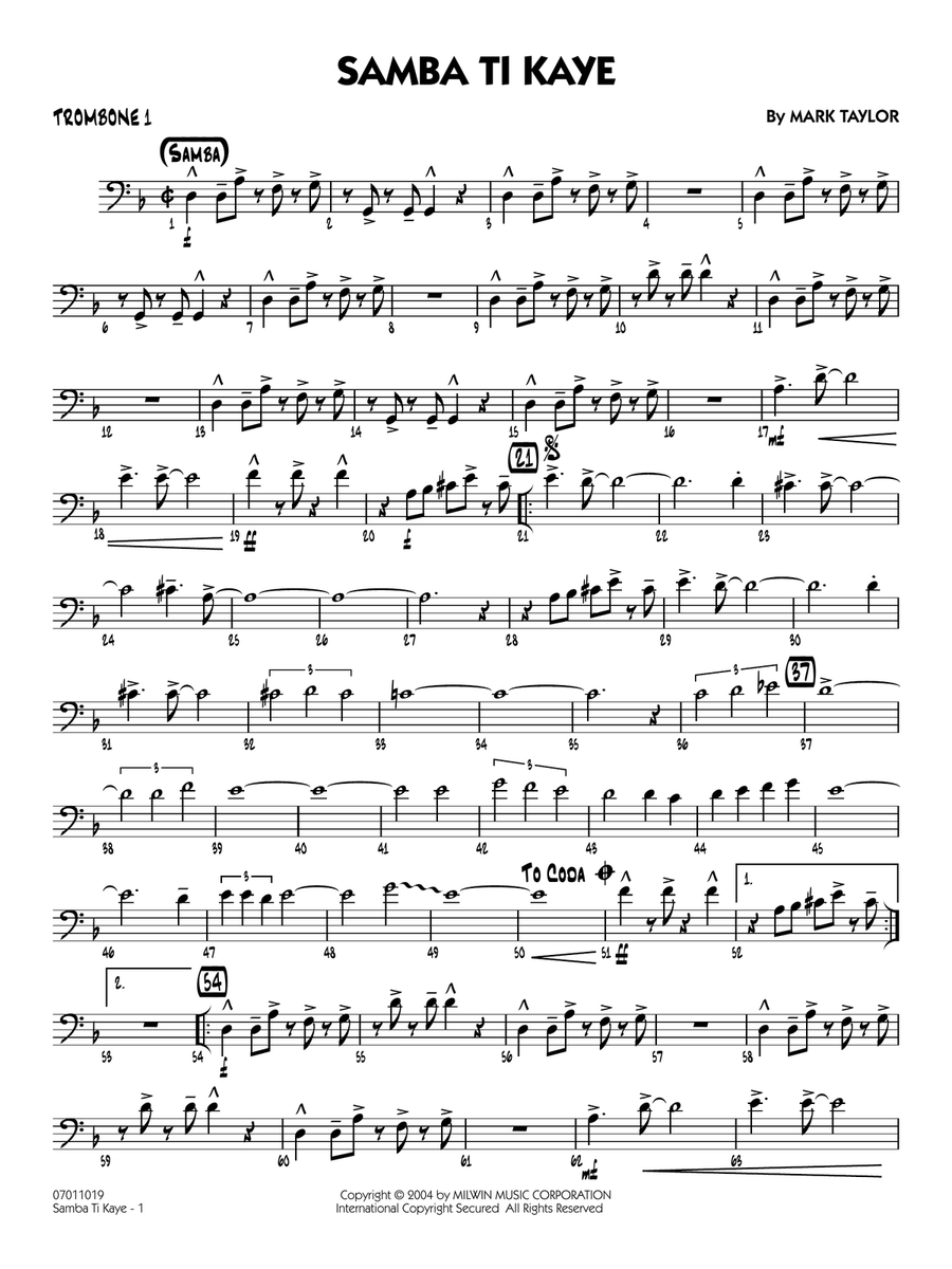 Samba Ti Kaye - Trombone 1