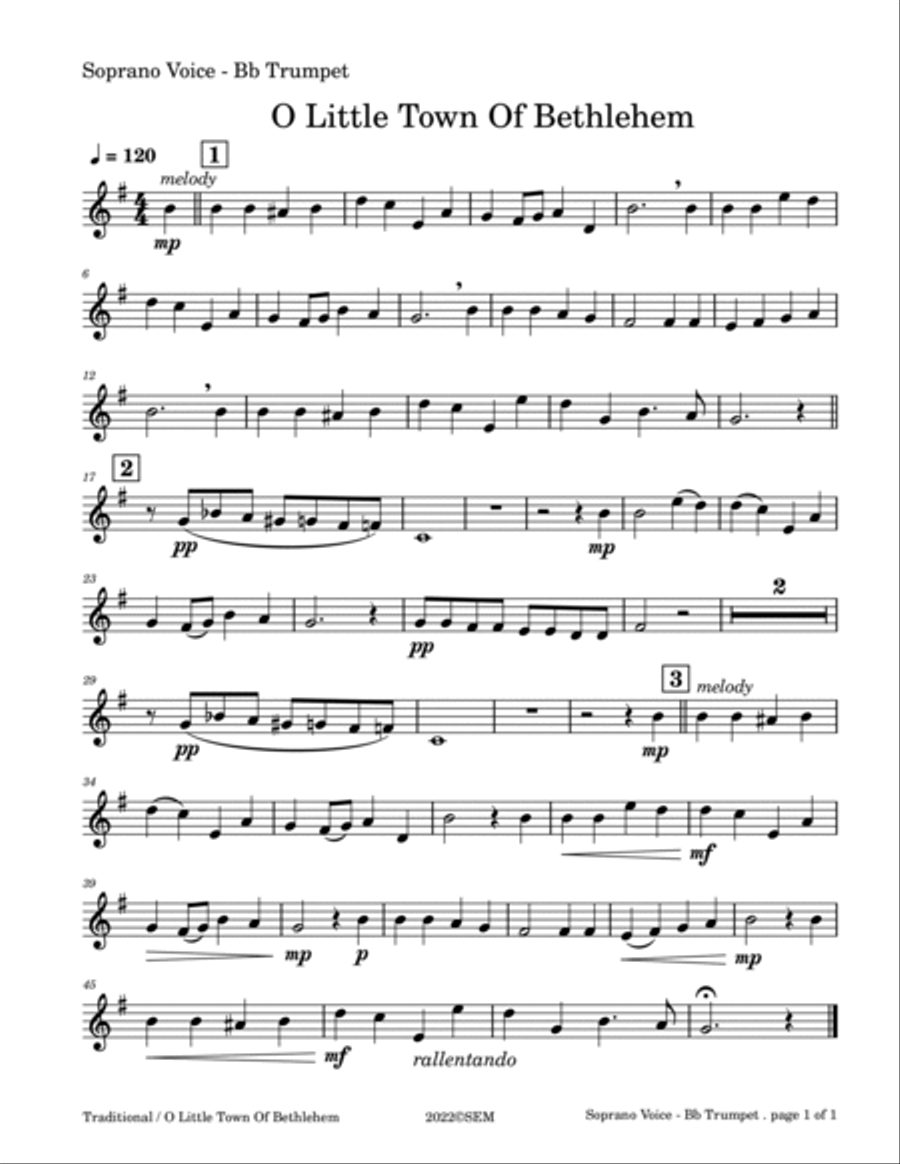 O Little Town Of Bethlehem for Brass Quartet in School Brass Quartet scores gallery preview page 6