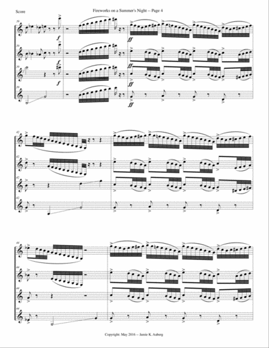 Fireworks on a Summer's Night (Clarinet Quartet) Clarinet Quartet scores gallery preview page 4