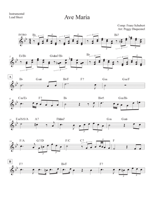 Ave Maria (Bb) - Instrumental Lead Sheet